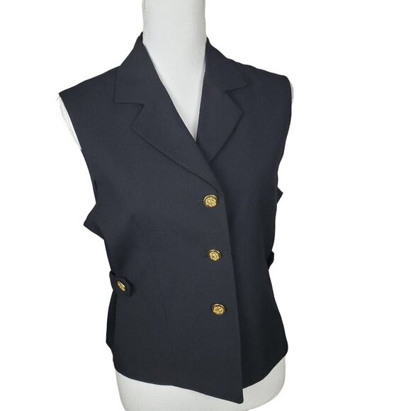 Rodes‎ Professional Apparel Vest Womens Small Petite SP Black Mobwife Menswear - Picture 1 of 10